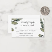 Waterverf Greenery Wedding Response RSVP-kaart Notitiekaartje (Voorkant / Achterkant in situ)