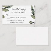 Waterverf Greenery Wedding Response RSVP-kaart Notitiekaartje (Voorkant / Achterkant)