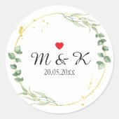Waterverf Greenery Wedding Ronde Sticker (Voorkant)