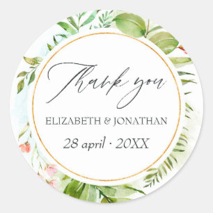Waterverf Greenery Wedding Ronde Sticker