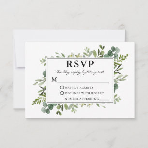 Waterverf Greenery Wedding RSVP Kaartje