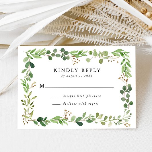 Waterverf Greenery Wedding RSVP Kaartje