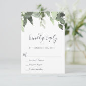 Waterverf Greenery Wedding RSVP Response Kaarten (Staand voorkant)
