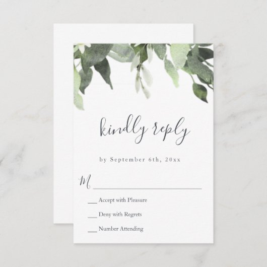 Waterverf Greenery Wedding RSVP Response Kaarten (Voorkant / Achterkant)