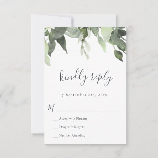 Waterverf Greenery Wedding RSVP Response Kaarten Kaartje (Voorkant)