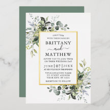 Waterverf Greenery Wedding Sage Green Gold
