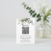 Waterverf Greenery Wedding Sage Green QR RSVP Informatiekaartje (Staand voorkant)