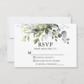 Waterverf Greenery Wedding Sage Green RSVP Card Kaartje (Voorkant)
