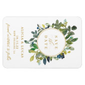 Waterverf Greenery Wedding Save the Date Invitati Magneet (Horizontaal)
