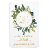 Waterverf Greenery Wedding Save the Date Invitati Magneet (Verticaal)
