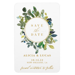 Waterverf Greenery Wedding Save the Date Invitati Magneet