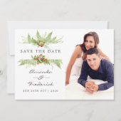 Waterverf Greenery Wedding Save the Date Kaart (Voorkant)