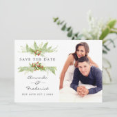 Waterverf Greenery Wedding Save the Date Kaart (Staand voorkant)