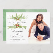 Waterverf Greenery Wedding Save the Date Kaart (Voorkant / Achterkant)