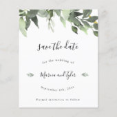 Waterverf Greenery Wedding Save the Date Kaarten (Voorkant)