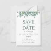 Waterverf Greenery Wedding Save the Date Notitiekaartje (Voorkant)