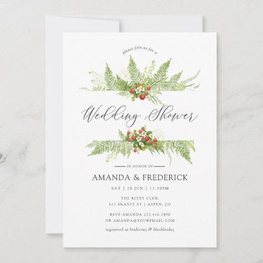 Waterverf Greenery Wedding Shower Kaart (Voorkant)