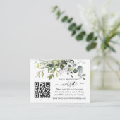 Waterverf Greenery Wedding Website QR Sage Green Informatiekaartje (Staand voorkant)