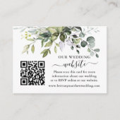 Waterverf Greenery Wedding Website QR Sage Green Informatiekaartje (Voorkant)