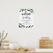 Waterverf Greenery Wedding Welcome Poster (Keuken)