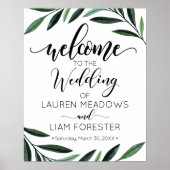 Waterverf Greenery Wedding Welcome Poster (Voorkant)