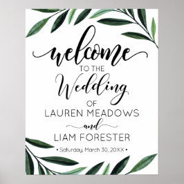 Waterverf Greenery Wedding Welcome Poster