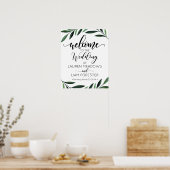 Waterverf Greenery Wedding Welcome Poster (Keuken)