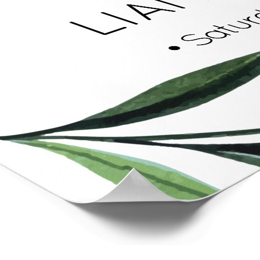 Waterverf Greenery Wedding Welcome Poster (Hoek)