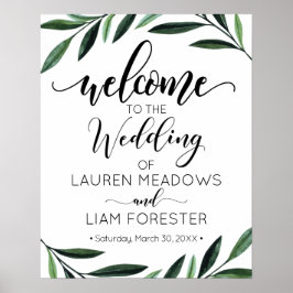 Waterverf Greenery Wedding Welcome Poster