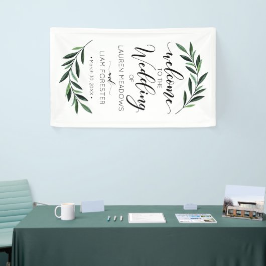 Waterverf Greenery Wedding Welkom Banner (Beurs)