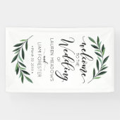 Waterverf Greenery Wedding Welkom Banner (Horizontaal)