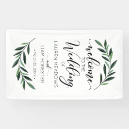 Waterverf Greenery Wedding Welkom Banner