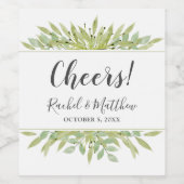 Waterverf Greenery Wedding Wijn Etiket (Enkel label)