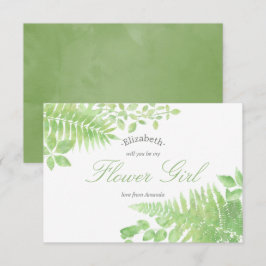 Waterverf Greenery Wedding Word mijn Bloemenmeisje Kaart