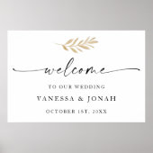 Waterverf Greenery Welkom bij ons huwelijksbord Poster (Voorkant)