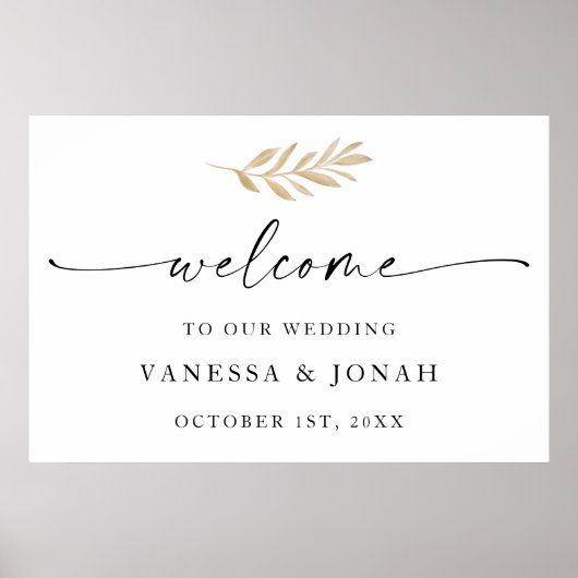 Waterverf Greenery Welkom bij ons huwelijksbord Poster (Voorkant)