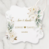 Waterverf Greenery White Floral Gold Wedding Bedankjes Labels (Achterkant)