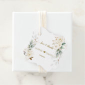 Waterverf Greenery White Floral Gold Wedding Bedankjes Labels (In situ)