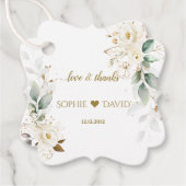 Waterverf Greenery White Floral Gold Wedding Bedankjes Labels (Voorkant)