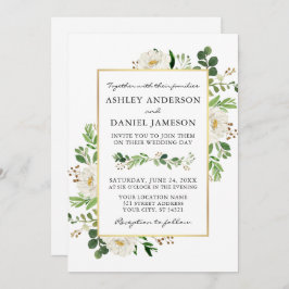 Waterverf Greenery White Floral Photo Wedding Kaart