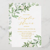 Waterverf Greenery White Flower Couples Shower