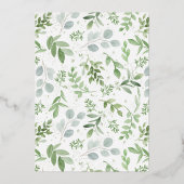 Waterverf Greenery White Flower Couples Shower Folie Uitnodiging (Achterkant)
