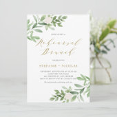 Waterverf Greenery White Flower Rehearsal Brunch Kaart (Staand voorkant)