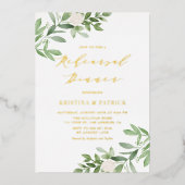 Waterverf Greenery White Flower Rehearsal Dinner Folie Uitnodiging (Voorkant)