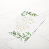 Waterverf Greenery White Flower Wedding Shower Folie Uitnodiging (Gedraaid)