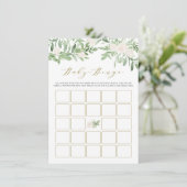 Waterverf Greenery White Flowers Baby Bingo Game Informatiekaartje (Staand voorkant)