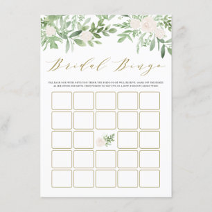 Waterverf Greenery White Flowers Bridal Bingo Informatiekaartje
