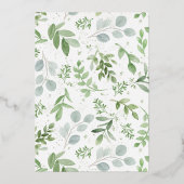 Waterverf Greenery White Flowers Bridal Brunch Folie Uitnodiging (Achterkant)