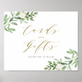 Waterverf Greenery White Flowers Kaarten en Gifts Poster (Voorkant)