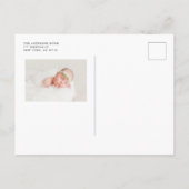 Waterverf Greenery & White Flowers Pattern Aankondigingskaart (Achterkant)